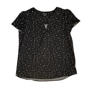 Hilary Radley Black White Print Blouse Small
